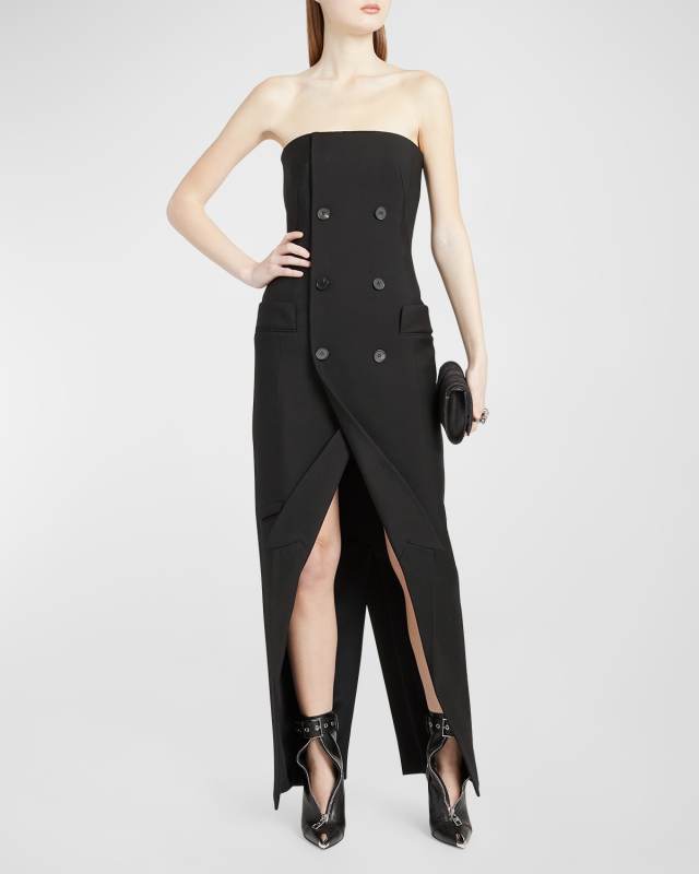 Strapless Double-Breasted Blazer Dress